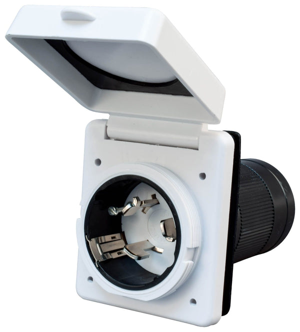 Mighty Cord 50 Amp Power Inlet, White, Carded