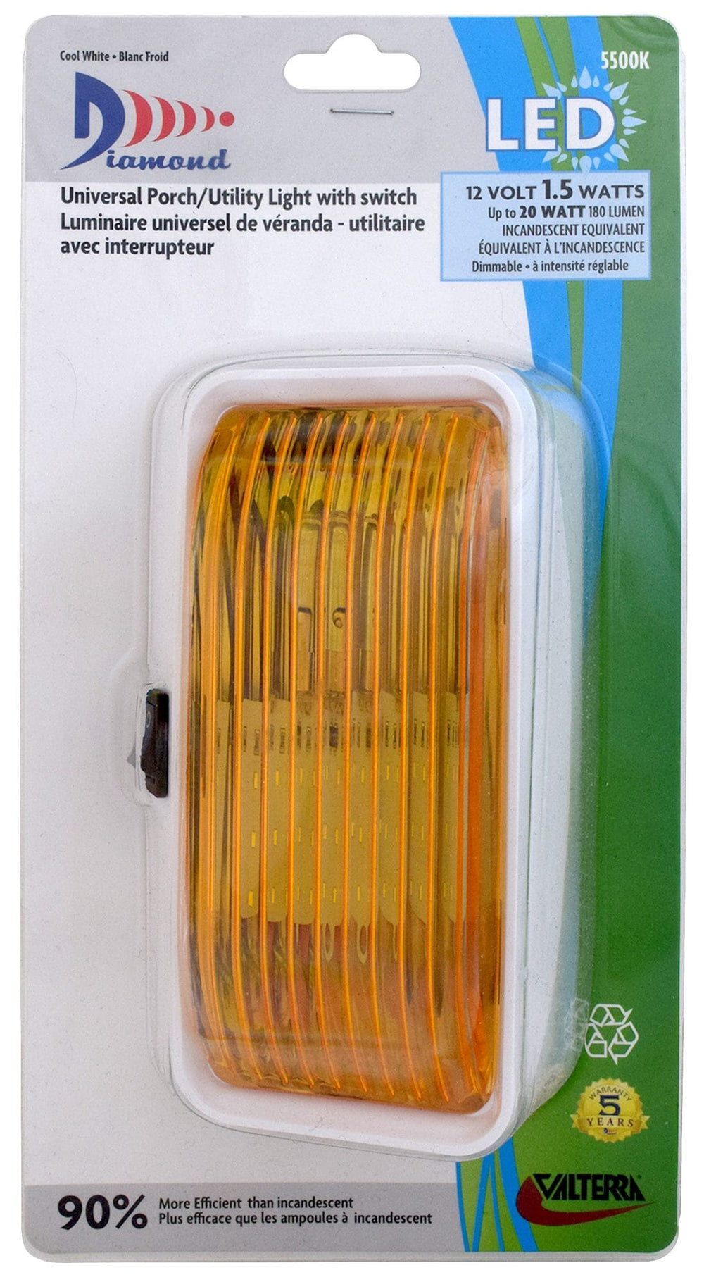 Valterra LED Porch Light with On/Off Switch – Amber