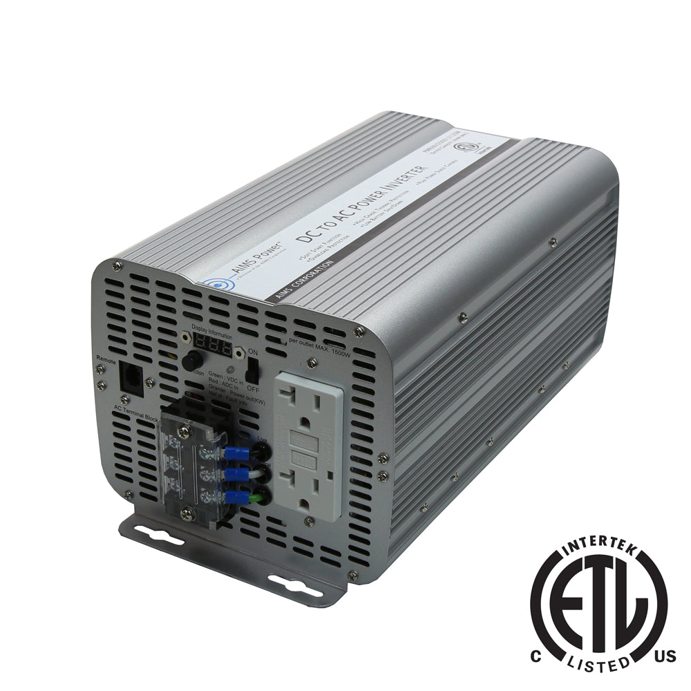 2000 Watt Power Inverter GFCI ETL Listed Conforms to UL458 Standards