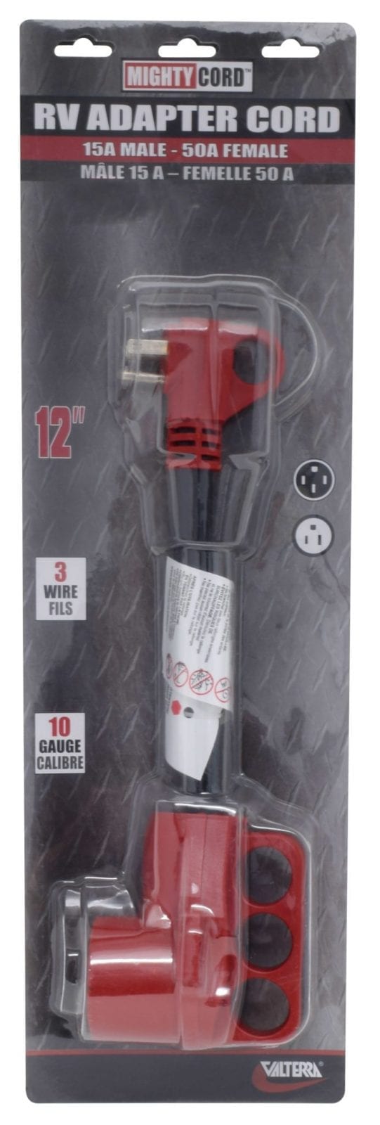 Mighty Cord 15AM-50AF Adapter Cord, 12″, Red, Carded
