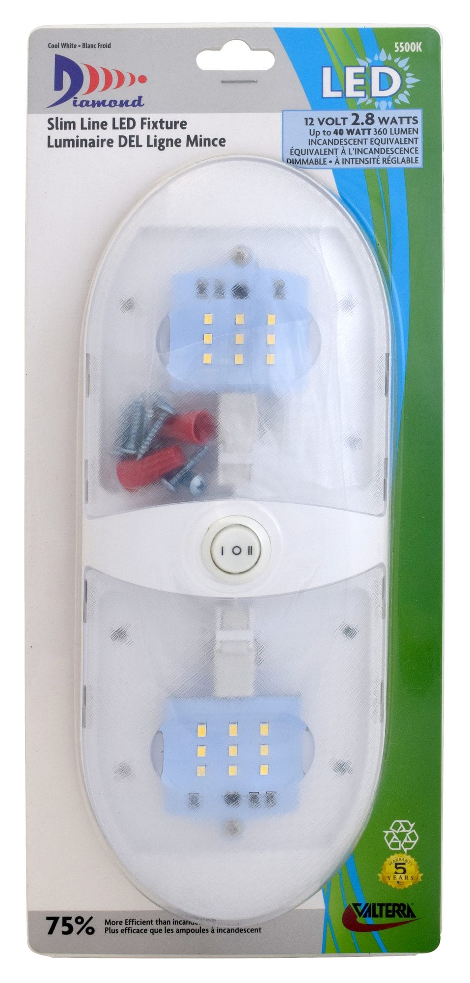 Valterra Slim Line Double LED Dome Light