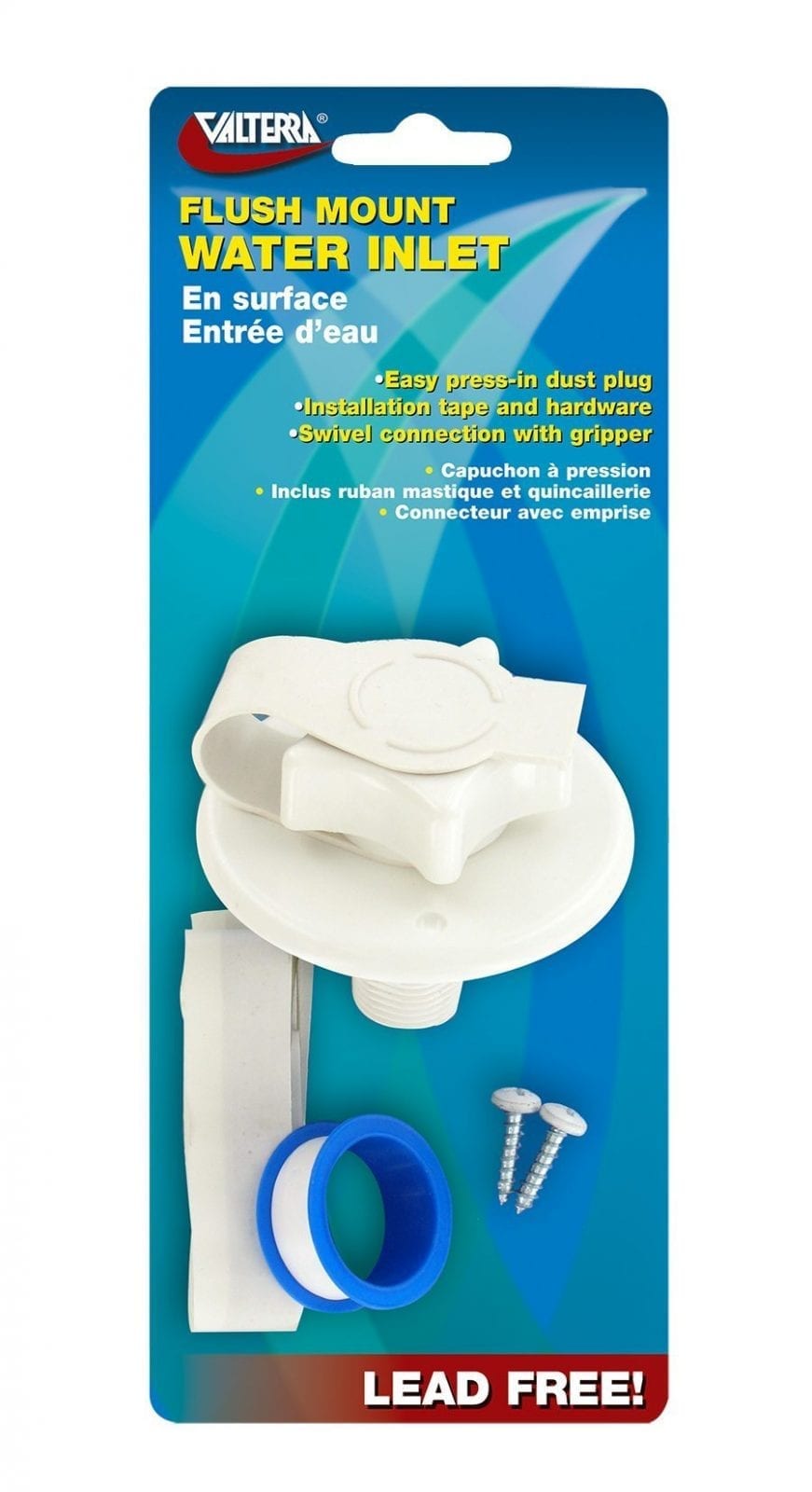 Valterra Water Inlet, 2-3/4″ Flange, MPT, White, Carded