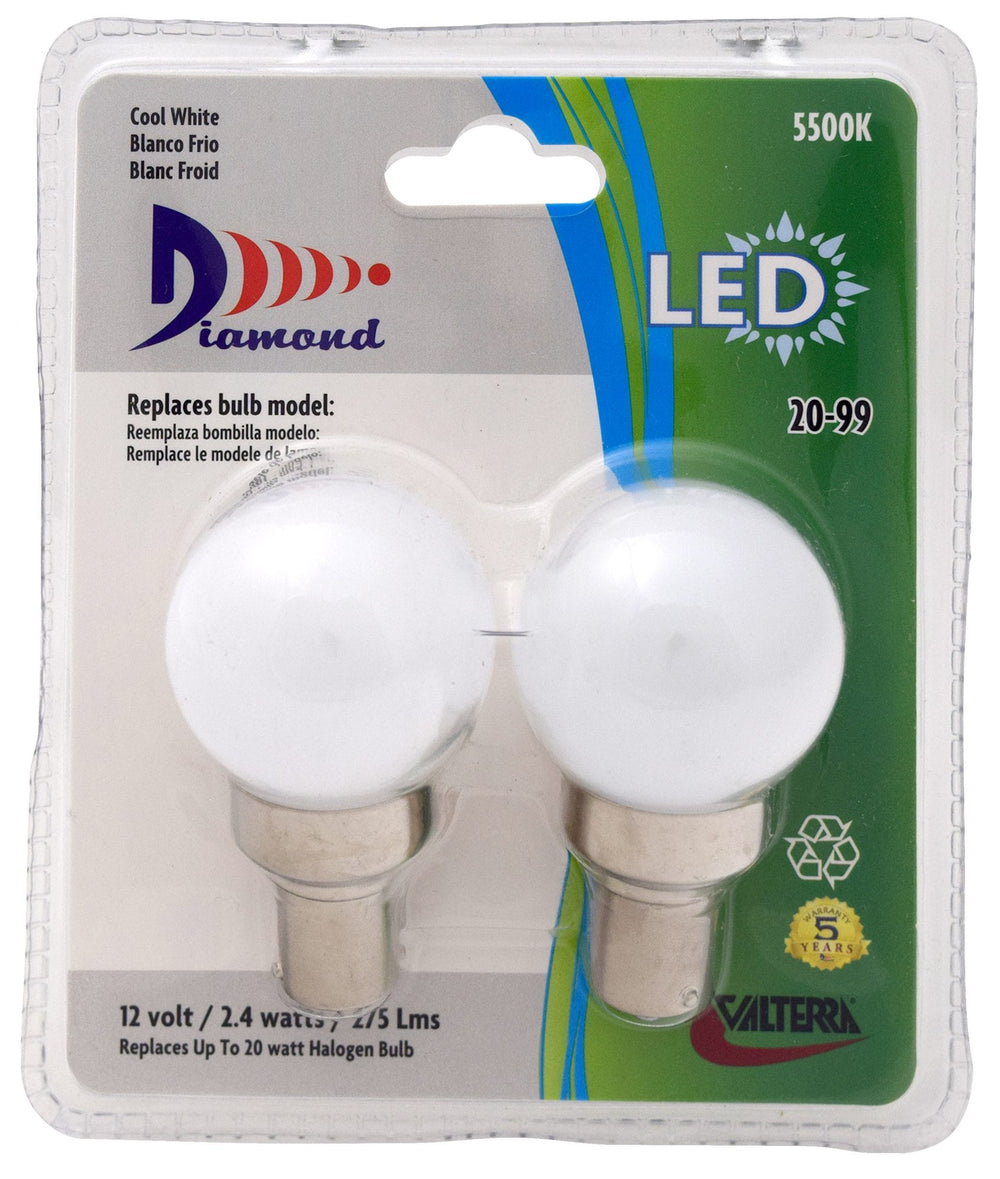 Valterra LED Vanity Bulb (1141/1156/20-99), 275LUM, 5500K, .19A, 25W Eq., 2 Pack