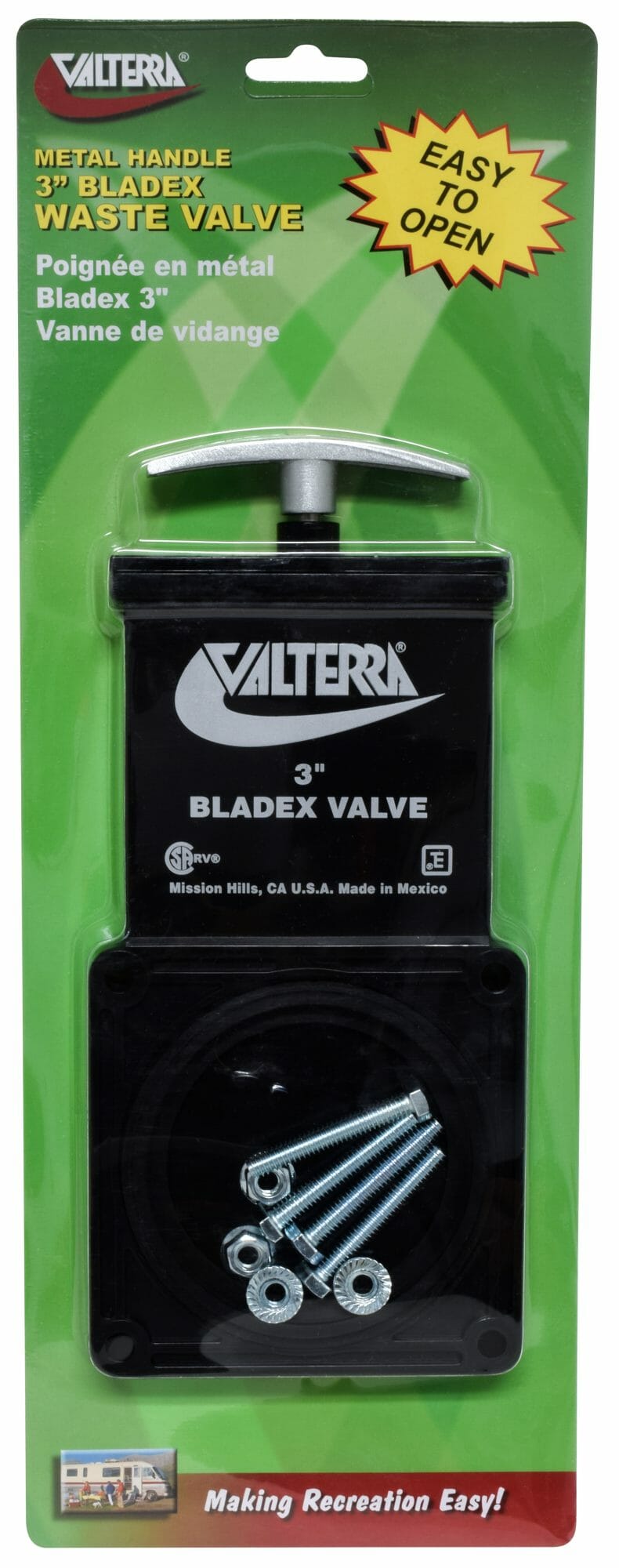 Valterra Bladex® Waste Valve Body, 3″, Metal Handle, Carded