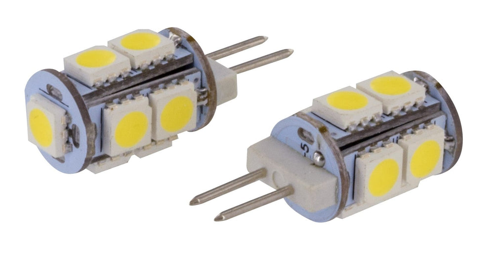 Valterra LED Tower Bulb – Bipin (G4/JC10), Overhead/Top Mount, 165LUM, 5500K, .11A, 10W Eq., 2 Pack
