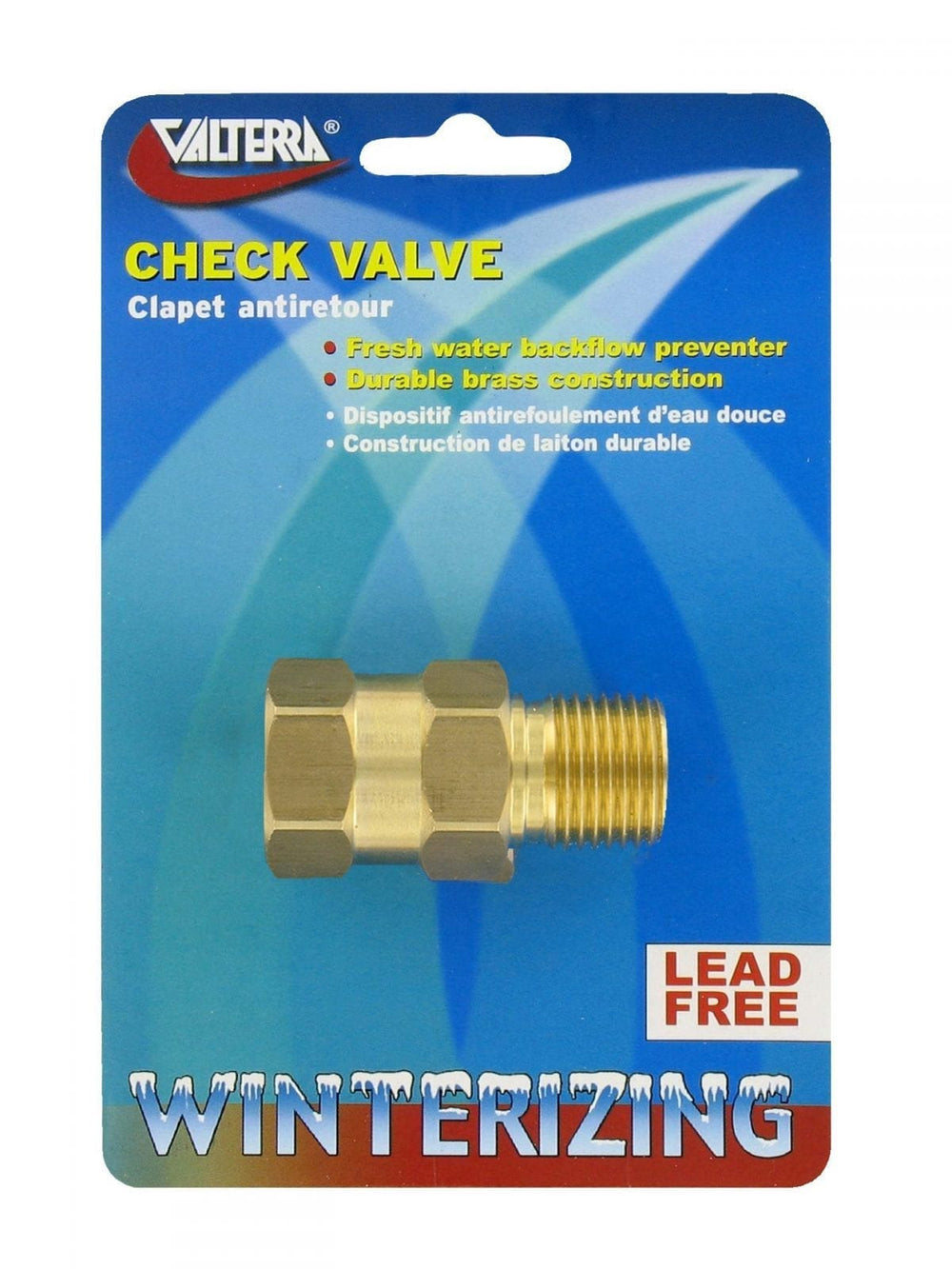 Valterra Check Valve, 1/2″, Brass, MPT X FPT, LF, Carded