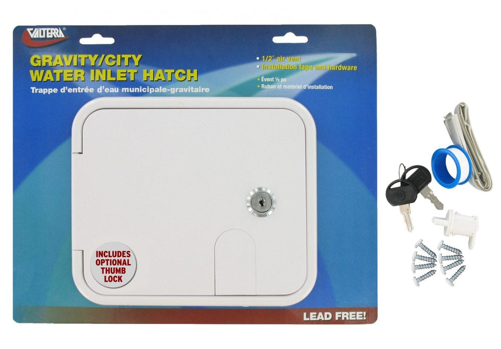 Valterra Gravity/Plastic City Water Inlet Hatch, White, Carded