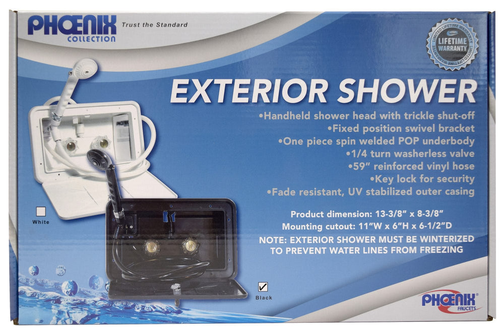 Valterra Exterior Shower, Plastic, Black