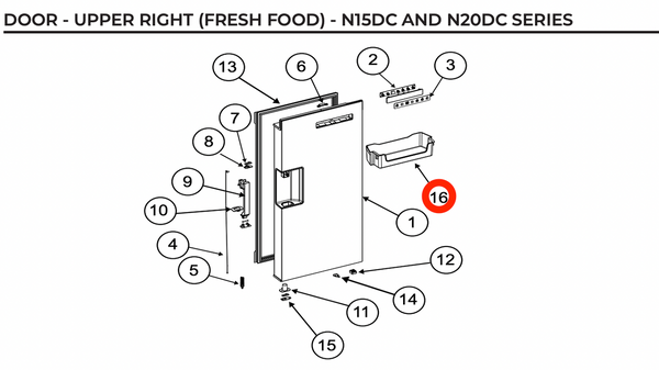 Norcold Door Bin 641064 (fits N20DC)