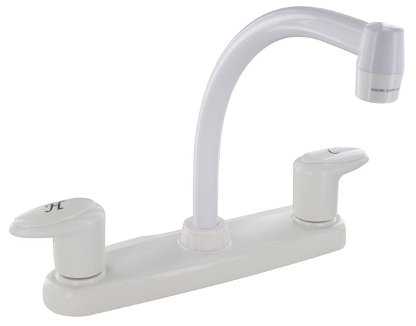 Valterra Catalina 2-Handle Hi Arc, Tubular Metal Spout, White With White Lever Handles