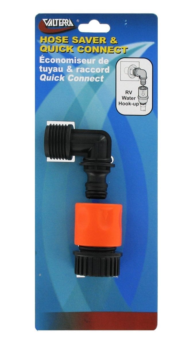 Valterra Hose Quick Connect, Plastic, With 90° Hose Saver, Carded