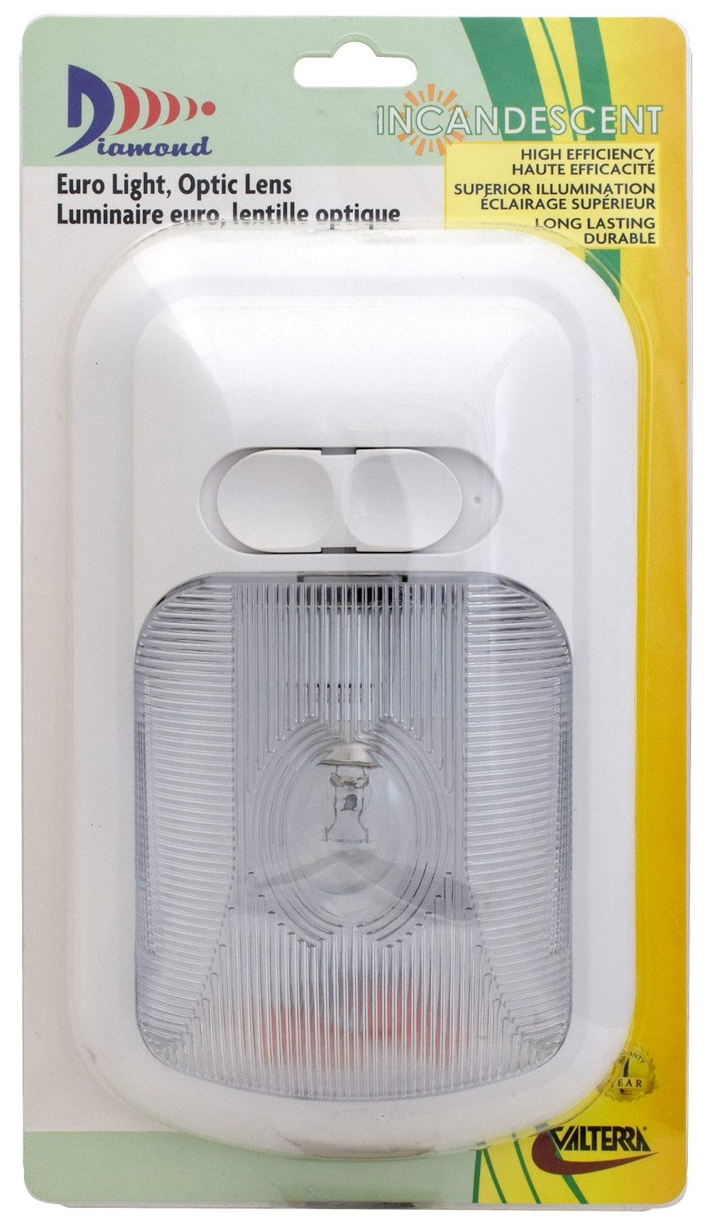 Valterra Std Dome Light, Eurostyle – Single, 2 Wire, 4.75″x8″, 2-Way Switch, 20W