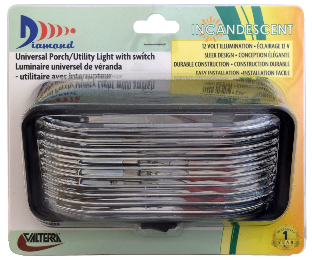 Valterra Std Porchlight, Rectangle, Switch, Black