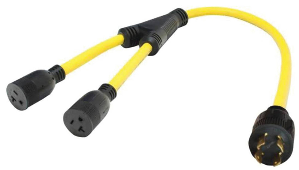 Mighty Cord Generator 30AM to 15/20 AF 4 Prong Y Adapter, Bulk