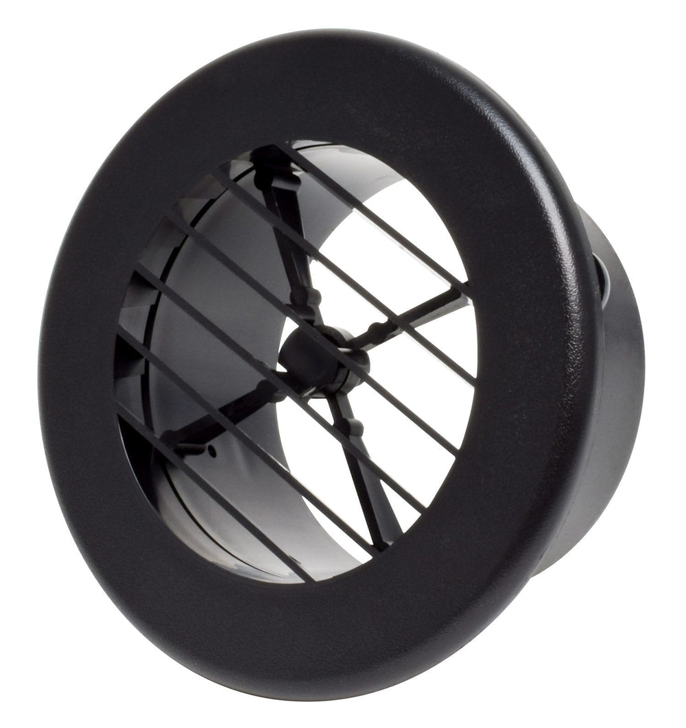 Valterra Heating and A/C Register, 4″, Rotating, Covered Screws, Plastic, Black, Carded