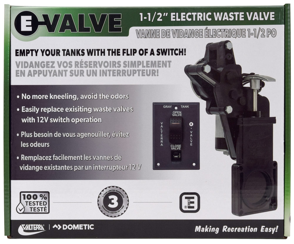 Valterra E-Valve Electric Waste Valve System w/Switch, 1-1/2”, No Fittings, Boxed