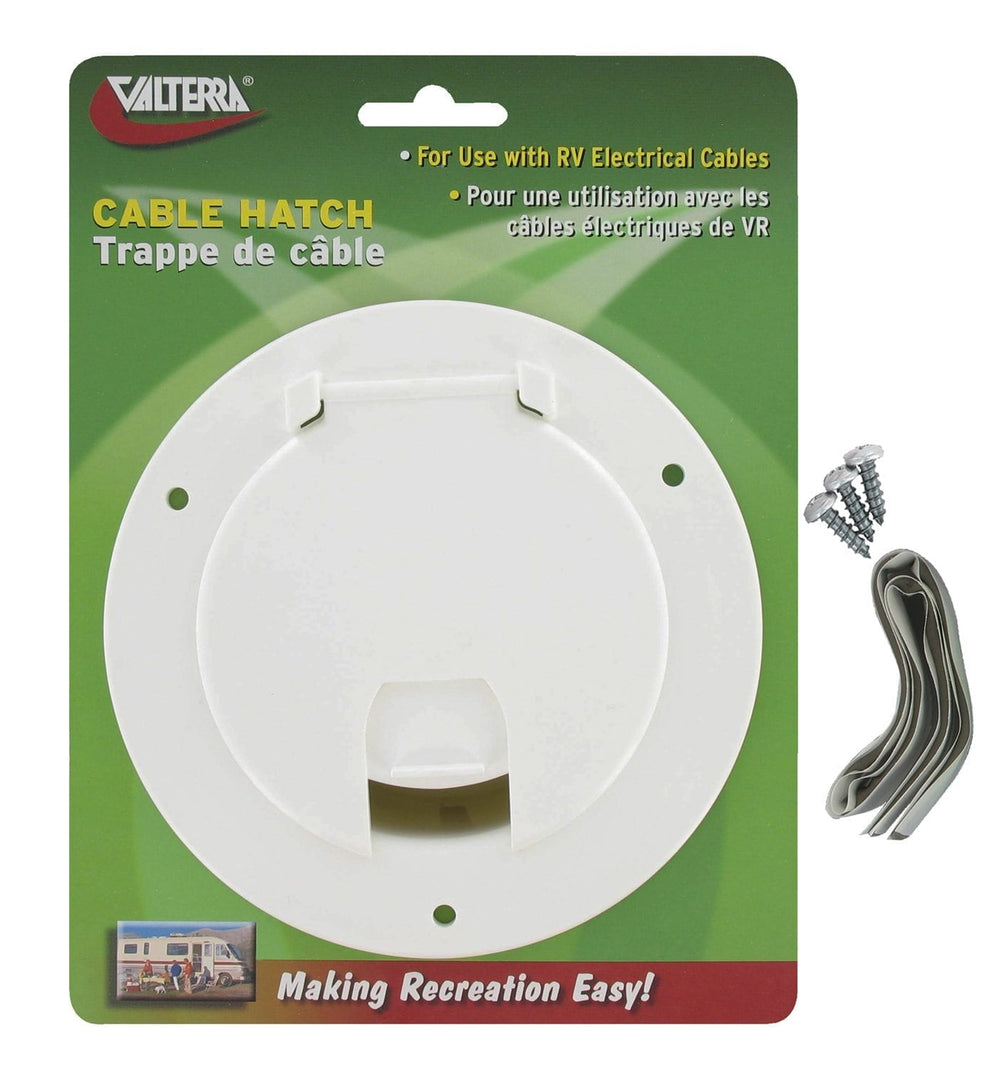 Valterra Cable Hatch, Large Round, White, Carded
