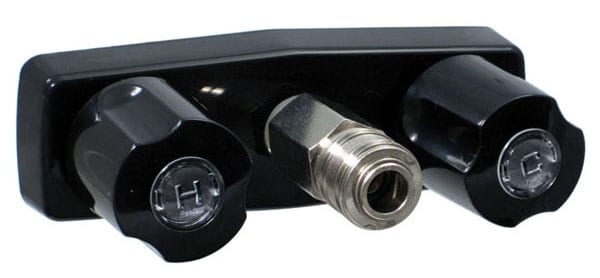 Valterra D&W, Spray-Away 4″ Hot/cold Replacement Valve W/ Quick Connect, 1-1/2″ Shank, Black With Acrylic Knob Handles