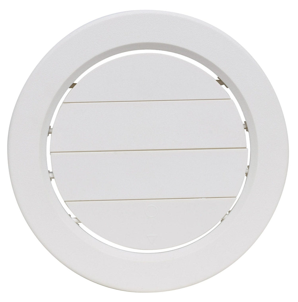 Valterra Heating and A/C Register, 5″, Rotating/Dampered, Covered Screws, Plastic, 7/8″ Collar, Off-White, Carded