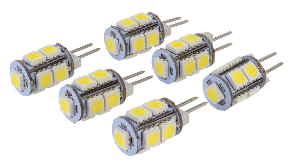 Valterra LED Tower Bulb – Bipin (G4/JC10), Overhead/Top Mount, 165LUM, 5500K, .11A, 10W Eq., 6 Pack