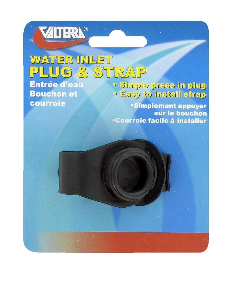 Valterra Water Inlet Plug, 3/4″, with Strap, Black, Carded