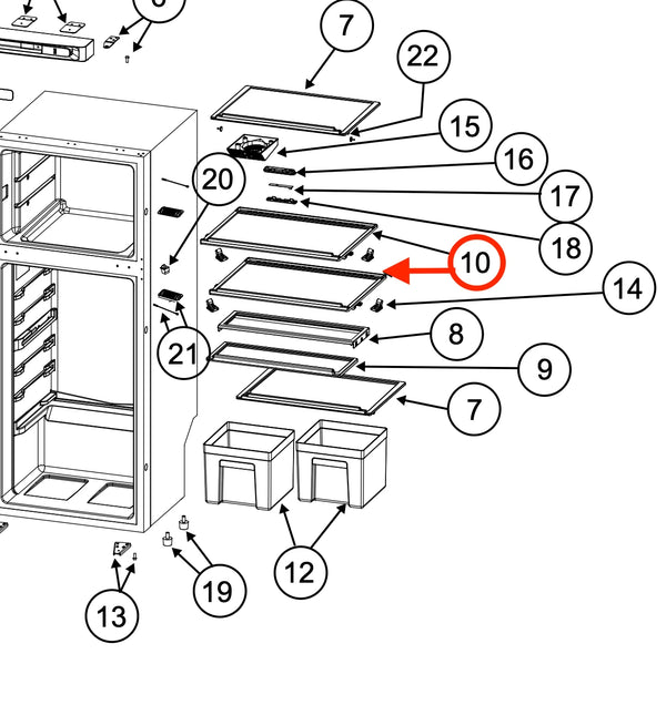 Norcold Upper Refrigerator Shelf 640172 (fits the N8DC / N10DC models)