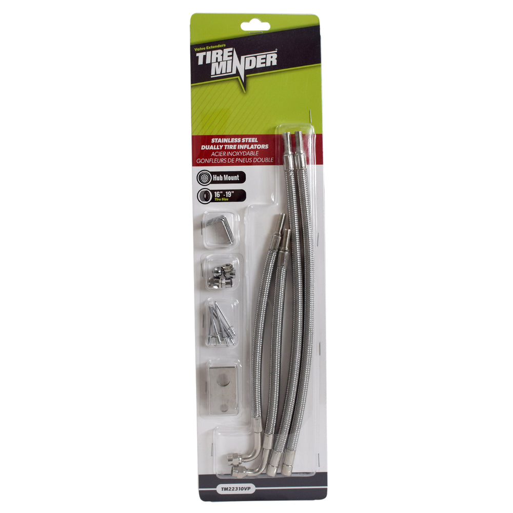 Valterra TireMinder® Braided Steel Valve Extender Kit, for 16-19.5″ Wheels, 4 pack