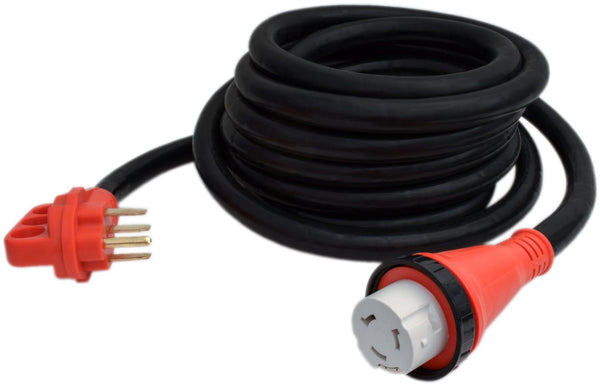 Mighty Cord 50Amp 25′ RV Detachable Power Cord w/Handle, Red