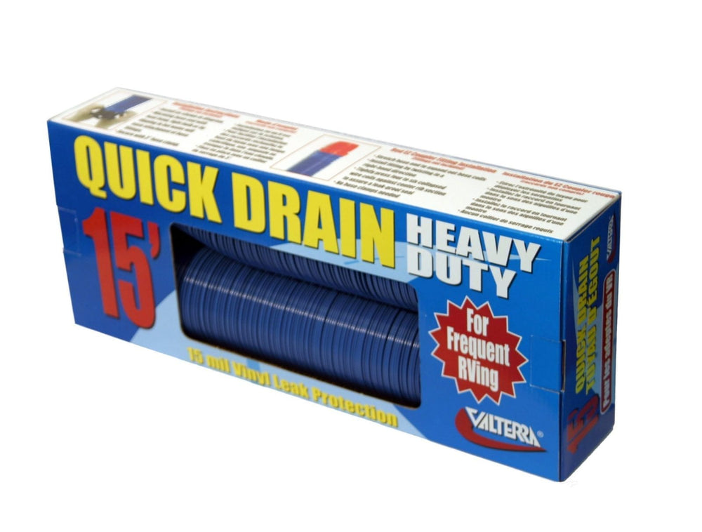 Valterra Quick Drain Hose, Heavy Duty, 15′, Blue, Boxed