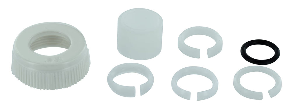 Spout Nut, O-Ring, And Snap Ring For Catalina, Phoenix And Utopia Spouts, White, Carded