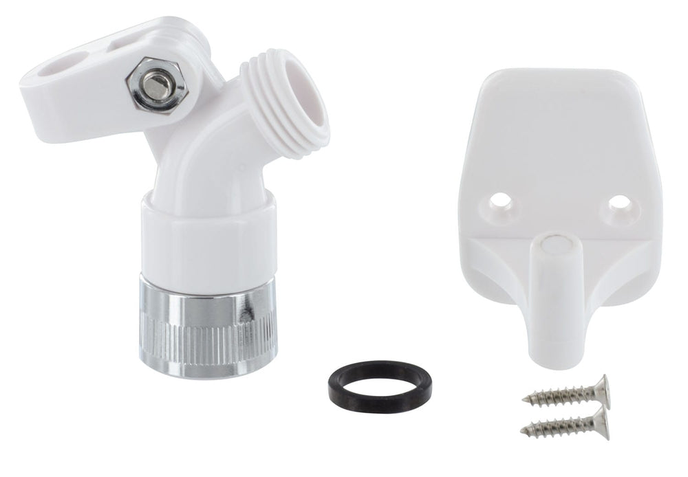Valterra Hand Held Shower Swivel Connector & Bracket, Plastic, Chrome/white, Carded