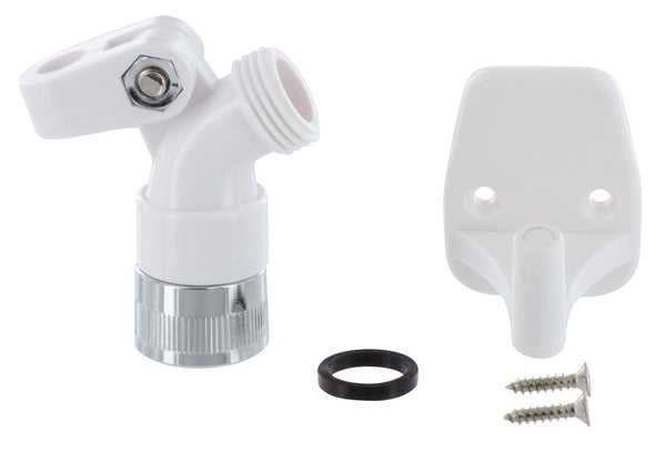 Valterra Hand Held Shower Swivel Connector & Bracket, Plastic, Chrome/white, Carded