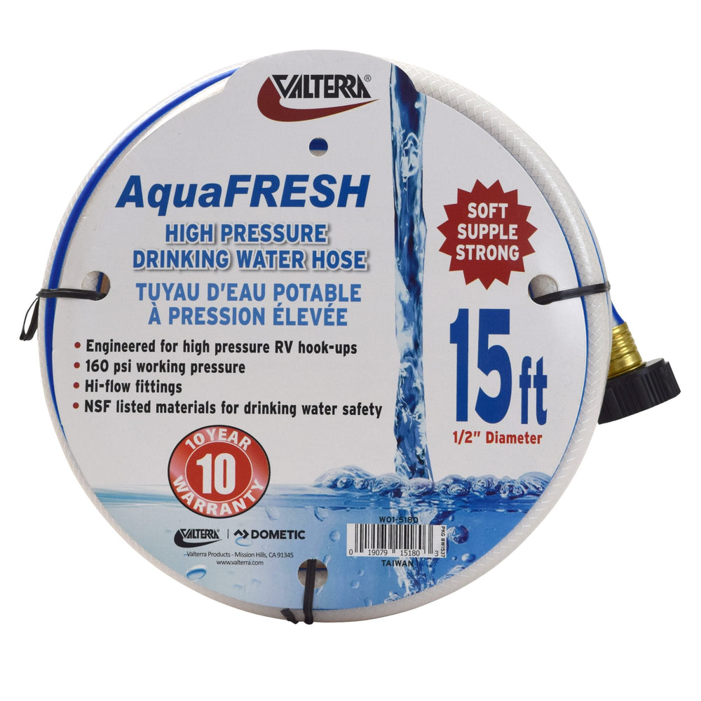 Valterra Drinking Water Hose, 1/2″ X 15′, White