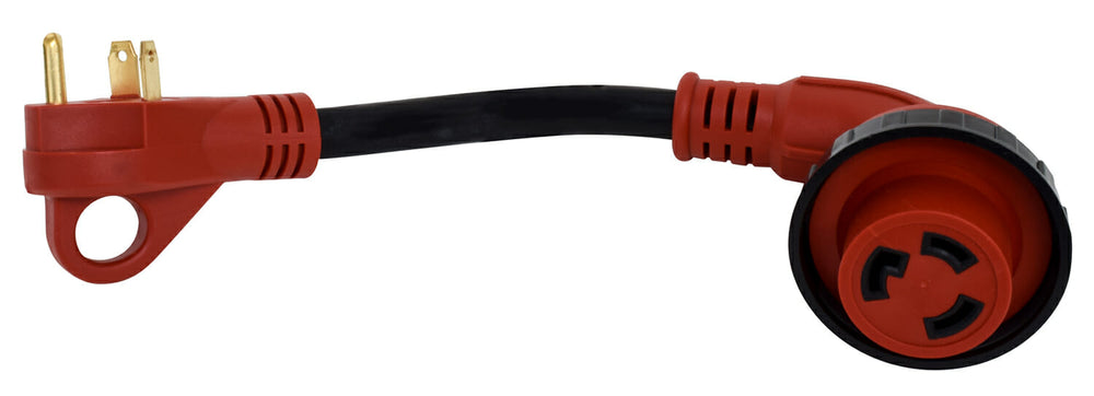 Valterra 30AM-30AF 90 Degree LED Detach Adapter Cord, 12”, Red, Bulk