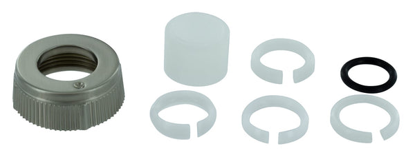Spout Nut, O-Ring, And Snap Ring For Catalina, Phoenix And Utopia Spouts, Brushed Nickel, Carded