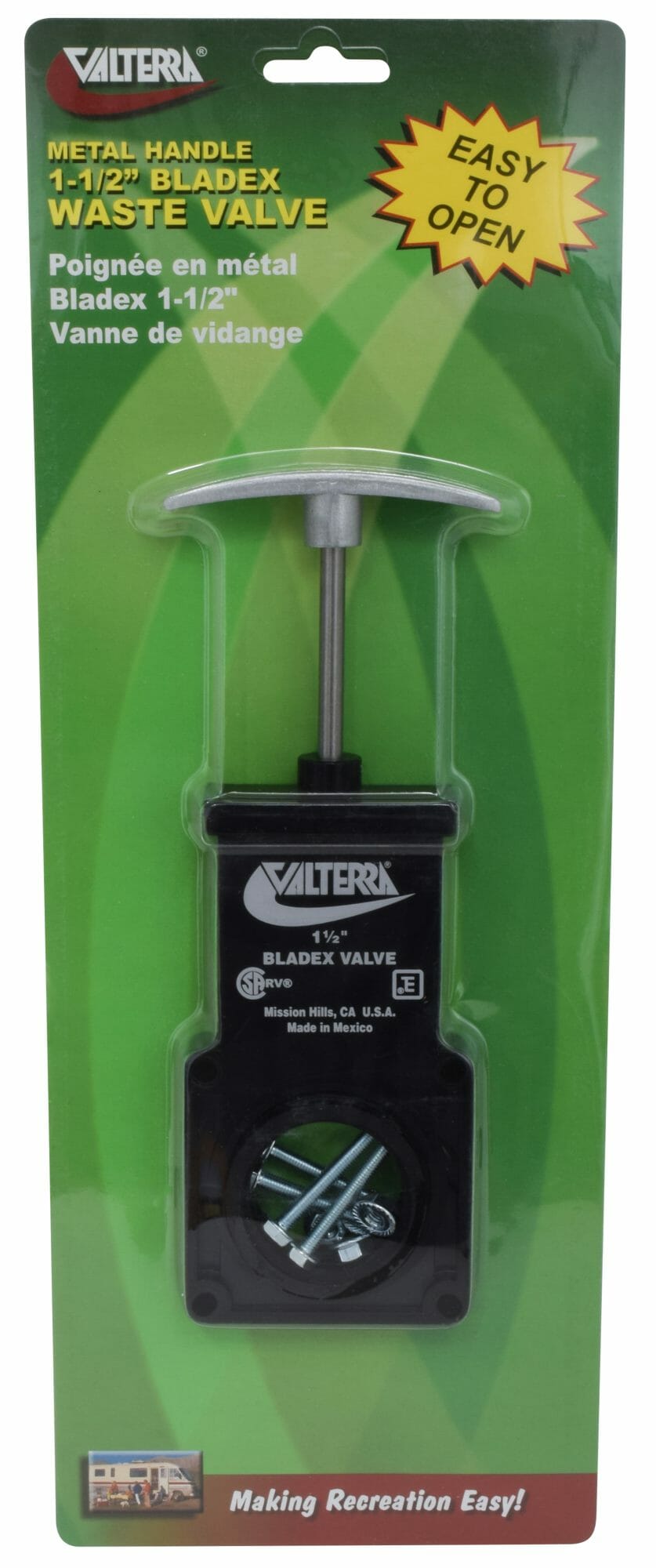Valterra Bladex® Waste Valve Body, 1-1/2″, Metal Handle, Carded