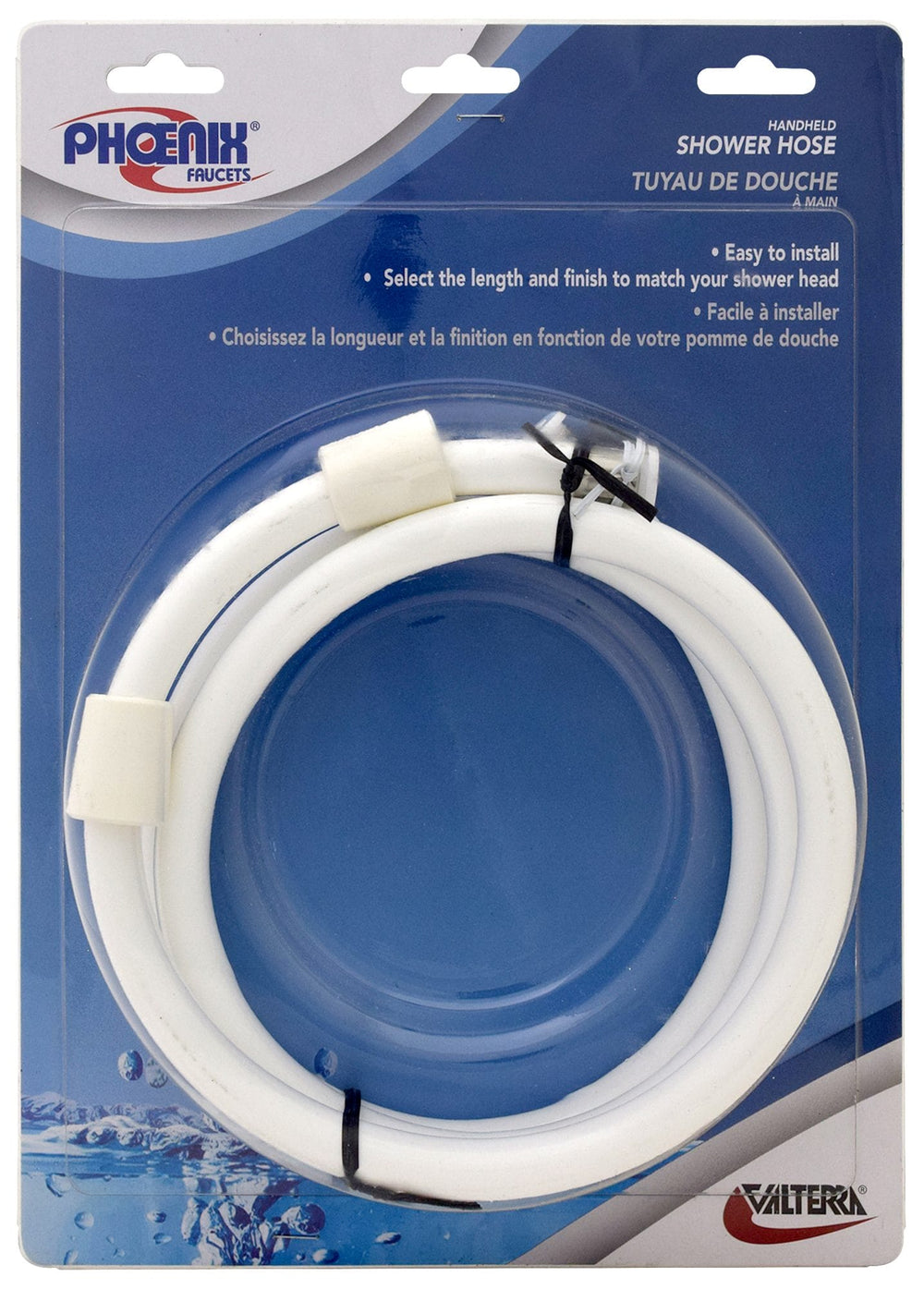 Valterra Hand Held Shower Hose, 60″, Nylon, White, Carded