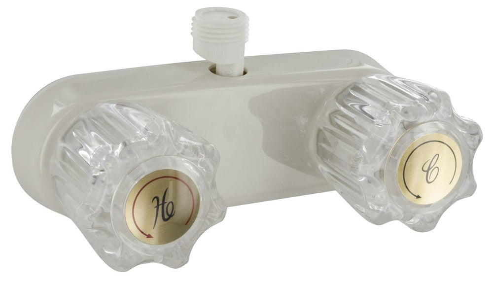 Valterra Catalina Replacement Exterior Shower Valve, White With Clear Acrylic Knob Handles
