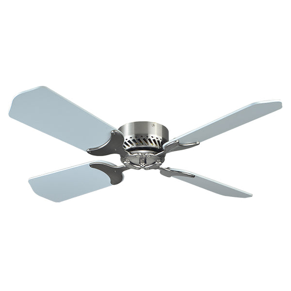 42″ 12V 4 Blade Fan with Wall Switch – Brushed Nickel with White Blades
