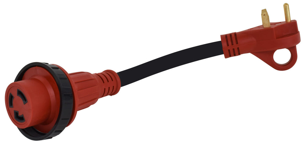Mighty Cord 30AM-30AF Detachable Adapter Cord with Handle, 12″, Red, Carded