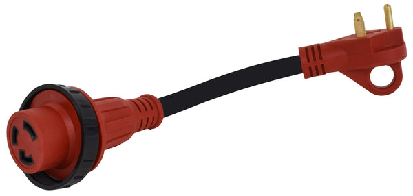 Mighty Cord 30AM-30AF Detachable Adapter Cord with Handle, 12″, Red, Carded