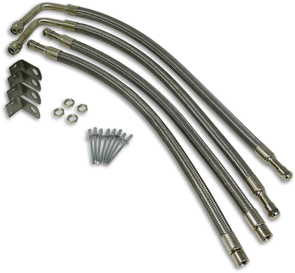 Valterra TireMinder® Braided Steel Valve Extender Kit, for 22″ Aluminum Wheels, 4 pack