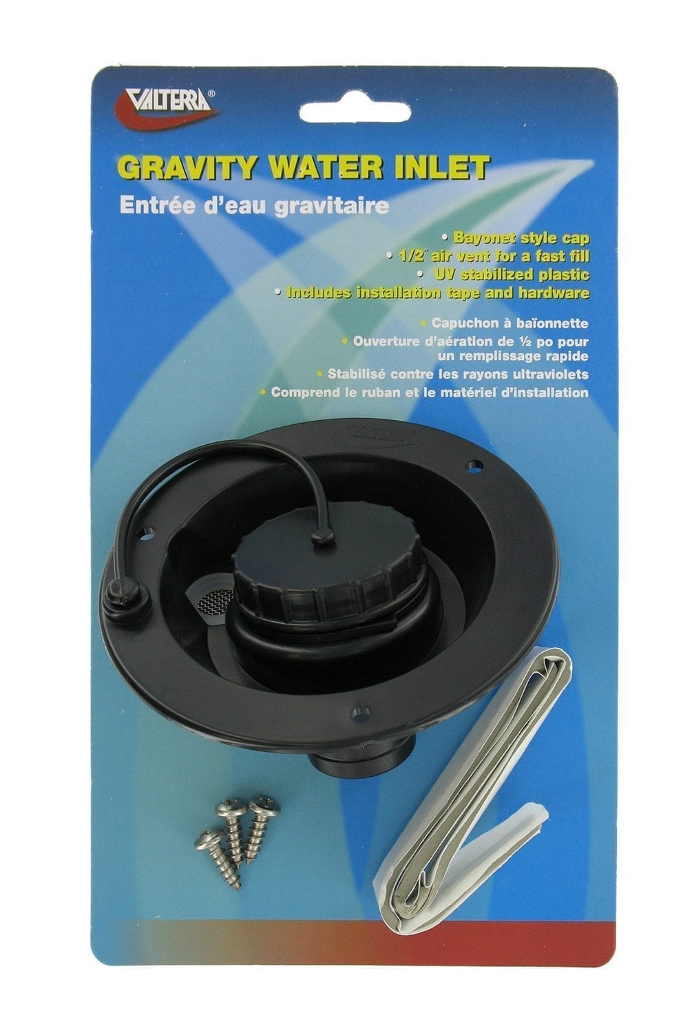 Valterra Gravity Water Inlet, Black, Carded