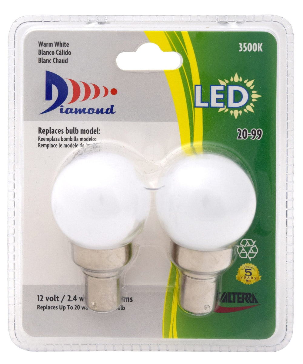 Valterra LED Vanity Bulb (1141/1156/20-99), 275LUM, 3500K, .09A, 2 Pack