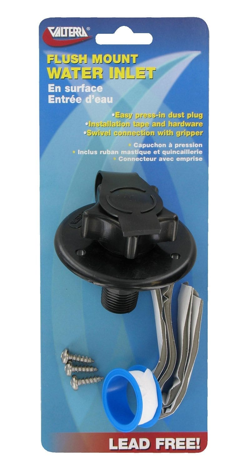 Valterra Water Inlet, 2-3/4″ Flange, MPT, Black, Carded