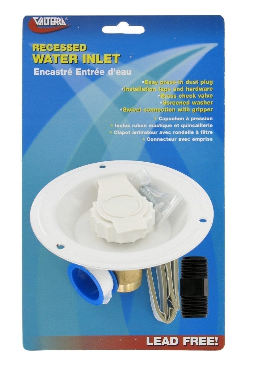 Valterra Water Inlet, Recessed Flange, FPT, Lead-Free, White, Carded