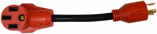 Mighty Cord Generator 30AM to RV 50AF 3 Prong Adapter Cord, 12″, Carded