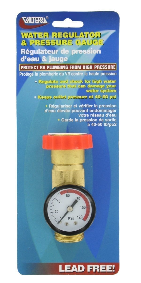 Valterra Water Regulator Gauge Combo, Brass, Lead-Free, Carded