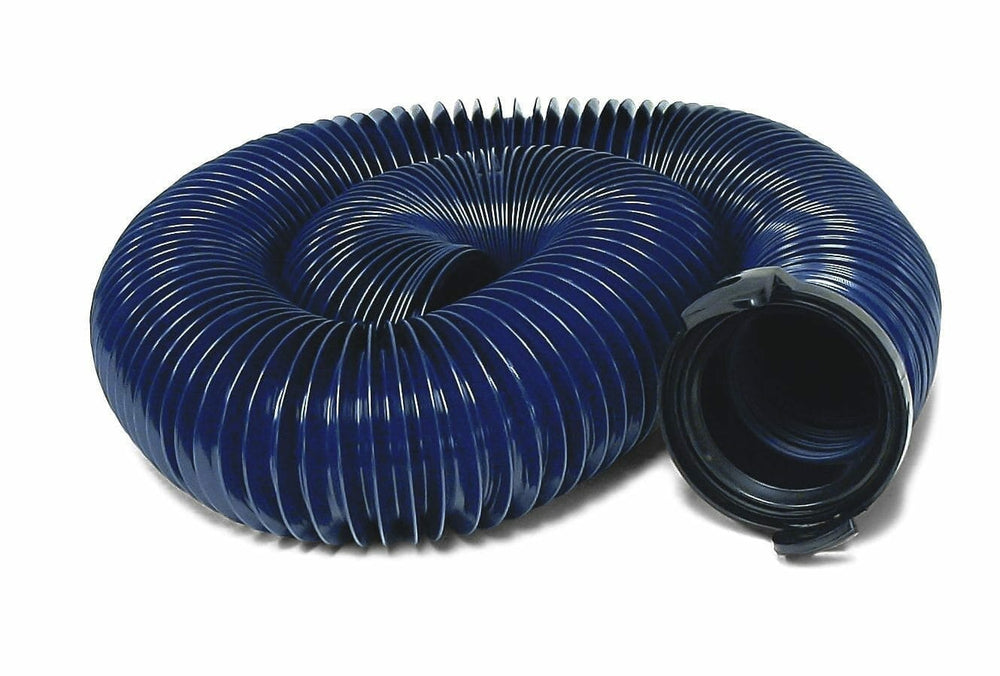 Valterra Quick Drain Hose, Standard, 20′, with Straight Hose Adapter, Blue, Bagged