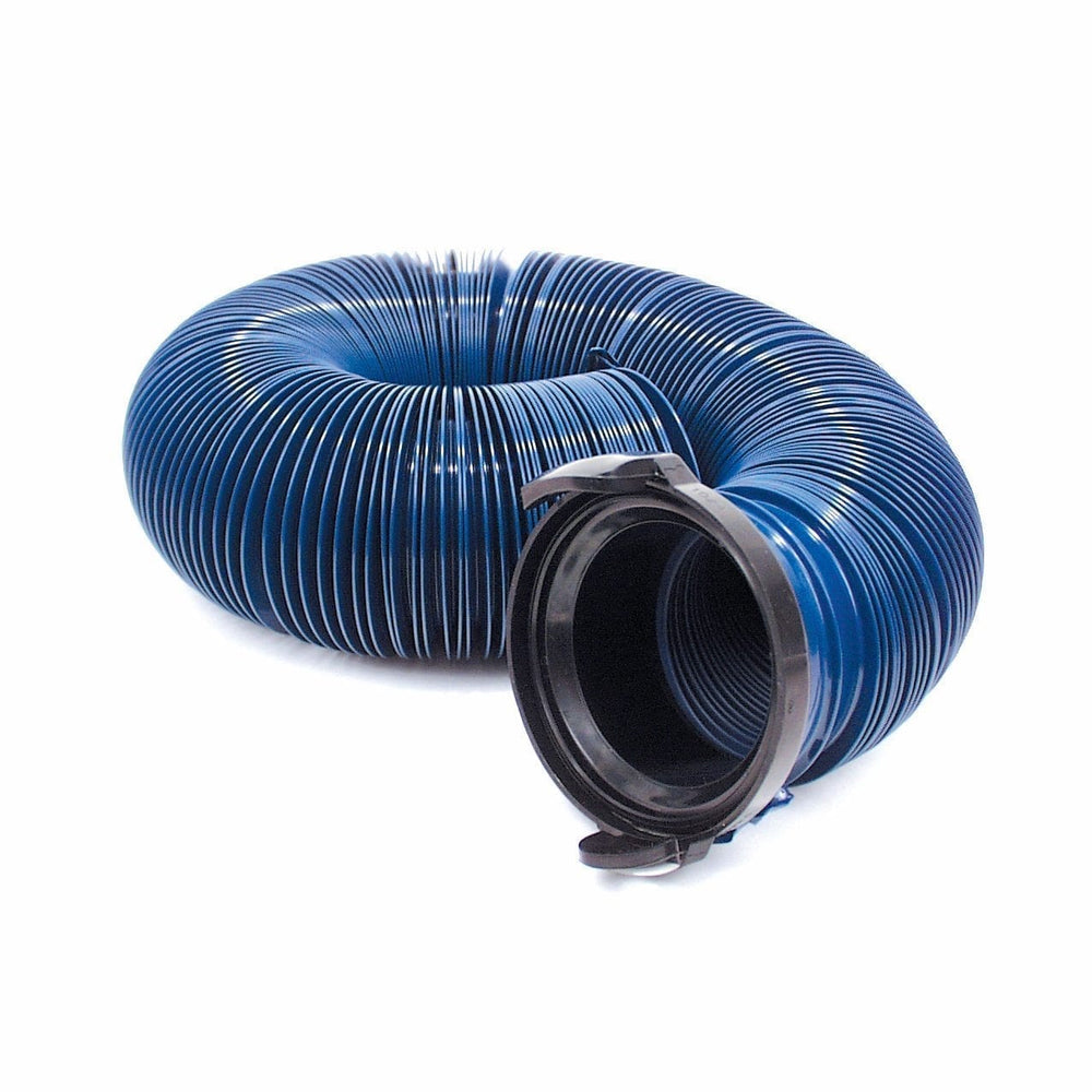 Valterra Quick Drain Hose, Standard, 10′, with Straight Hose Adapter, Blue, Bagged